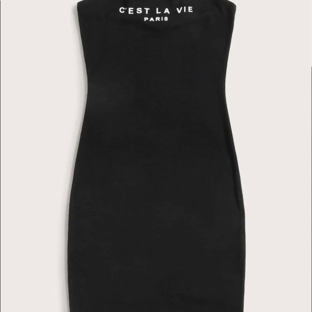 Strapless c’est la vie tube dress great message